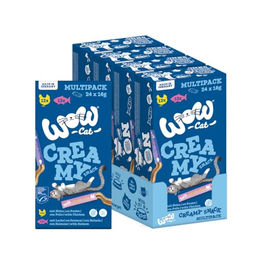 WOW Cat Creamy Snack Schleck-Snack Huhn und Lachs Getreidefrei und ohne Zucker 96 x 16 g – Bild 1 von 4
