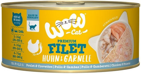 Produktbild von WOW CAT Katzen Nassfutter Hühnerfilet mit Garnelen für Adult Katzen 12x70g mit hohem Fleischanteil