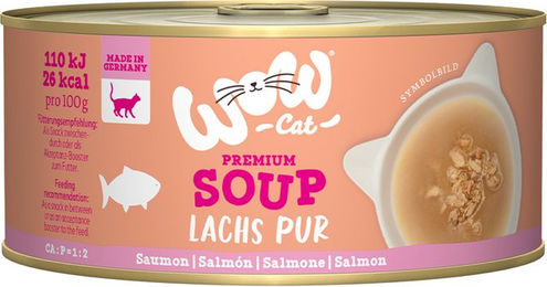WOW CAT Katzen-Suppe Lachs Adult 12x70g - 12 x 70 g – Bild 1 von 2
