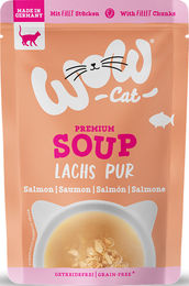 Produktbild von WOW CAT Katzen-Suppe mit Lachs, getreidefrei und ohne Zucker, 12er Vorteilspack (12 x 40g)