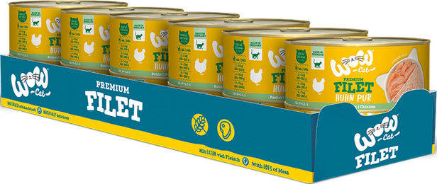 Produktbild von WOW CAT Katzenfutter Adult Hühnerfilet getreidefrei 12er Packung 12 x 70g