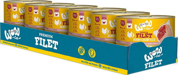Produktbild von WOW CAT Katzenfutter Adult Hühnerfilet mit Thunfischfilet getreidefrei 12x70g