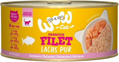 WOW CAT Katzenfutter Adult Lachsfilet Monoprotein 12 x 70 g - 12 x 70 g – Bild 1 von 4
