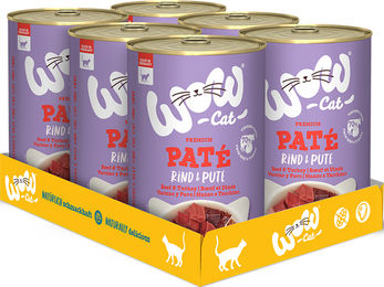 Produktbild von WOW CAT Katzenfutter Adult Rind & Pute Getreidefrei 6er Pack 400g