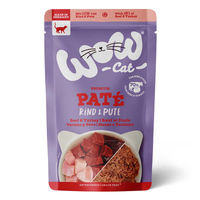 Produktbild von WOW CAT Katzenfutter Adult Rind und Pute getreidefrei und glutenfrei 12x125g