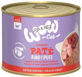 WOW CAT Katzenfutter Adult Rind und Pute getreidefrei und glutenfrei 6x200g – Bild 1 von 3