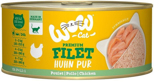 Produktbild von WOW CAT Katzenfutter Hühnerfilet für erwachsene Katzen mit hohem Fleischanteil 12x70g