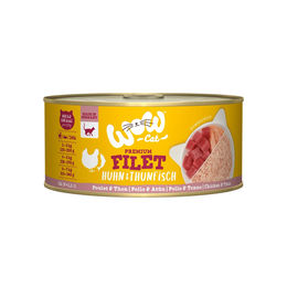 Produktbild von WOW CAT Katzenfutter Hühnerfilet mit Thunfischfilet für erwachsene Katzen mit hohem Fleischanteil 12x70g