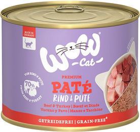 WOW CAT Katzenfutter Paté Rind & Pute Adult Getreidefrei und Glutenfrei 6x200g - 6 x 200 g – Bild 1 von 4