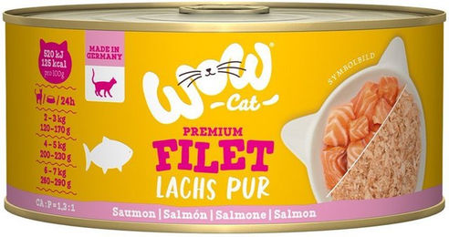 Produktbild von WOW CAT Monoprotein Katzen-Filets Lachs für Adult 12x70g