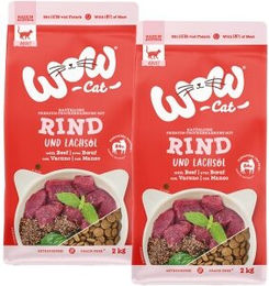 Produktbild von WOW CAT Trockenfutter für erwachsene Katzen Rind getreidefrei 2x2 kg - 2 x 2 kg