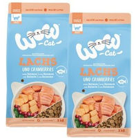 Produktbild von WOW CAT Trockennahrung für erwachsene Katzen mit Lachs und Geflügel getreidefrei 2x2 kg