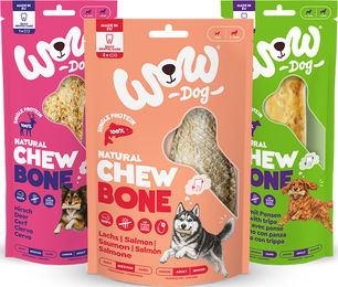 WOW DOG Chew Bone Kauknochen Probier-Set für Hunde mit Rind, Hirsch und Lachs getreidefrei und monoprotein – Bild 1 von 1