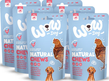 Produktbild von WOW Dog Hühnerfilet Trockenfleisch Leckerlis für Hunde getreidefrei und monoprotein 6x250g