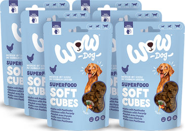 Produktbild von WOW Dog Hund Leckerlis Huhn Soft Cubes Getreidefrei Monoprotein 6x150g Multipack