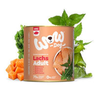 Produktbild von WOW Dog Hund Nassfutter Lachs und Rind glutenfrei und ohne Zucker 800 g 24er Pack
