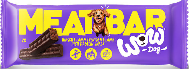 Produktbild von WOW DOG Hunde Leckerlis Meat Bar Hirsch & Lamm getreidefrei mit hohem Fleischanteil 40g