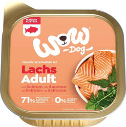 Wow Dog Hundefutter Nassfutter Adult Lachs mit Löwenzahn und Brennnessel Getreidefrei 11x150g - 11 x 150 g – Bild 1 von 5