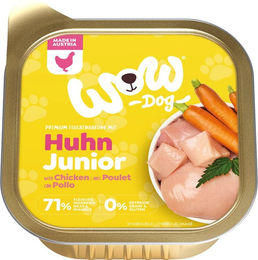 WOW DOG Junior Hundefutter Nassfutter Huhn mit hohem Fleischanteil 11x150 g - 11 x 150 g – Bild 1 von 5