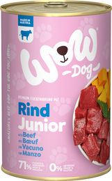 WOW Dog Junior Hundefutter Nassfutter Rind mit hohem Fleischanteil und getreidefrei 6 x 400 g - 6 x 400 g – Bild 1 von 7