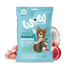 Produktbild von WOW Dog Natural Dentals Zahnpflege-Snack für Hunde mit Geflügel MIDI getreidefrei und ohne Zucker 180 g