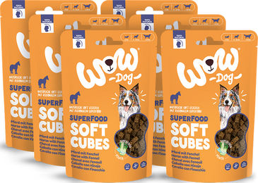 Produktbild von WOW Dog Soft Cubes Hundeleckerlis Pferd Bio Getreidefrei 6x150g Multipack