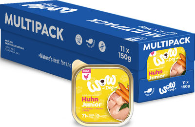 Produktbild von WOW DOG Welpen Nassfutter Huhn getreidefrei ohne Konservierungsstoffe 11x150g Multipack