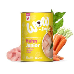 WOW Dog Welpen-Nassfutter Huhn und Rind, getreidefrei mit hohem Fleischanteil, 400 g 24er Pack – Bild 1 von 5