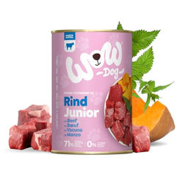 WOW Dog Welpen-Nassfutter mit Rind und Huhn für Junior Hunde, getreidefrei mit hohem Fleischanteil, 400 g 24er Pack – Bild 1 von 6