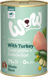 Produktbild von WOW Hund Nassfutter Adult mit Pute Huhn Rind hoher Fleischanteil ohne Konservierungsstoffe 400g