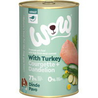 Produktbild von WOW Hund Nassfutter Adult mit Pute Huhn Rind hoher Fleischanteil ohne Konservierungsstoffe 400g
