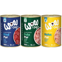 Produktbild von WOW! Hundefutter Mixpaket Pur für erwachsene Hunde 18x400g