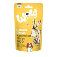 Produktbild von WOW Natural Chews Kaninchenohren Monoprotein Hund Leckerli mit Fell 120g - 120 g