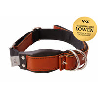 Produktbild von WowWow Hundehalsband mit integrierter Leine aus Leder in Kastanienbraun Größe L für Halsumfang 51-70 cm