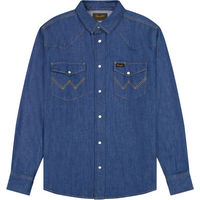 Produktbild von Wrangler Western Langarmhemd aus Baumwolle für Herren in Blau Caroline Creek Größe M