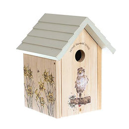 Wrendale Designs Vogelhaus Spatz aus Holz in Natur und Grün mit ca. 25cm Höhe – Bild 1 von 10