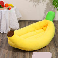 Produktbild von WTEMPO Haustier-Bananennest Plüsch-Hundekissen und Katzenbett Gelb XS abnehmbar und waschbar