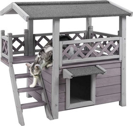 Produktbild von X-ZONE PET Tierhaus Outdoor-/Indoor-Katzenhaus mit Fluchttür und Balkon
