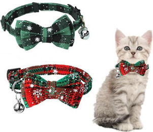 Produktbild von XDeer Katzen-Halsband 2 Stück Weihnachtshalsband für Katzen und Hunde