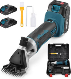 Produktbild von XERSEK Hundeschermaschine Schermaschine für Schafe & Hunde, 500W Schafschermaschine Schafschere, inkl.2 Akkus, 2 Klingen, Bürste, 2400 U/min, 6-stufig einstellbar, Leicht Kabellose Schermaschine Schafe Set Kompatibel mit Makita Akku