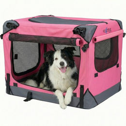 Xonic Hunde-Transportbox Foxdevil by xonic® Faltbare Hundebox / Transportbox (Light Pink, XXL) – Bild 1 von 5