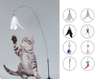 XDeer Katzenangel Interaktives Intelligenzspielzeug für Katzen mit Saugnapf und Federn – Bild 1 von 3
