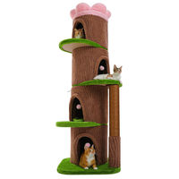 Produktbild von XL Kratzbaum aus Holz AMT0349BN mit 5 Ebenen und 4 Höhlen für große Katzen 174 cm