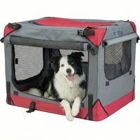 Produktbild von Xonic Foxdevil Faltbare Hundebox und Katzenbox aus Nylon, wasserdicht, Größe S, Rot/Grau