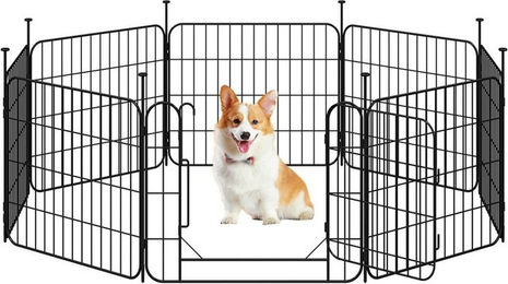 Produktbild von Yaheetech Freigehege, Welpenauslauf aus 8 Gitterelementen für Flur/Treppe/Küche/Balkon