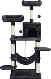 Produktbild von Yaheetech Kratzbaum Kletterbaum 150 cm mit 2 Liegeplätzen, Katzenhöhle, Hängematte und Plüschbällen