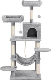 Produktbild von Yaheetech Kratzbaum Kletterbaum 150 cm mit 2 Liegeplätzen, Katzenhöhle, Hängematte und Plüschbällen
