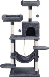 Produktbild von Yaheetech Kratzbaum Kletterbaum 150 cm mit 2 Liegeplätzen, Katzenhöhle, Hängematte und Plüschbällen