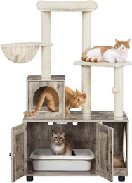 Produktbild von Yaheetech Kratzbaum mit Katzenklo Schrank und Katzenhöhle