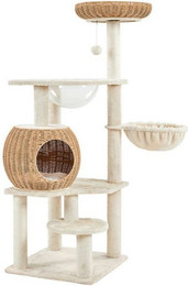Produktbild von Yaheetech Kratzbaum Rattan mit Katzenhaus und waschbaren Kissen
